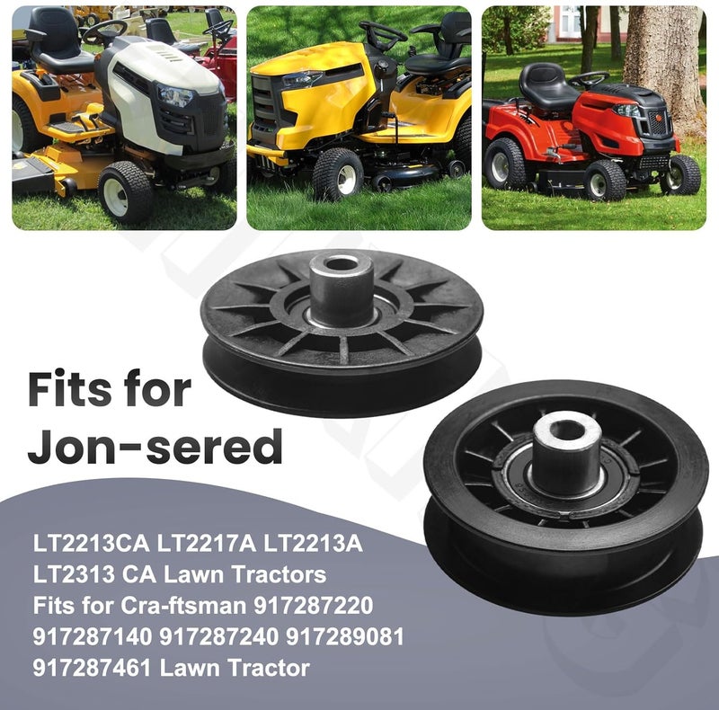 ZHIXING 532407287 532194326 V-Groove Idler Pulley and 532194327 Flat Idler Pulley Set Compatible with Husqvarna Craftsman Sna-pper Poulan Jonsered Mower LTH1538 LGT2554 917287220 194326 194327 407287 - Image 4